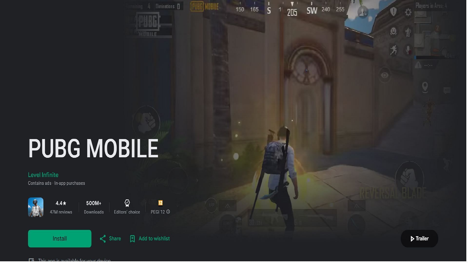 PUBG Mobile 3.8 update download size for Android users will be more than 1GB (Image via Google Play Store/Level Infinite)
